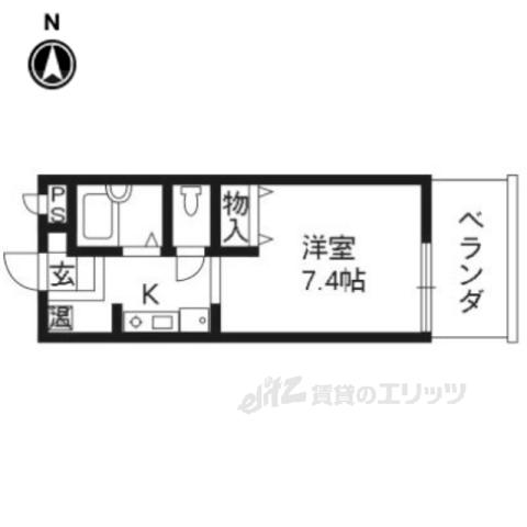 サーティフル新二条(1K/4階)の間取り写真