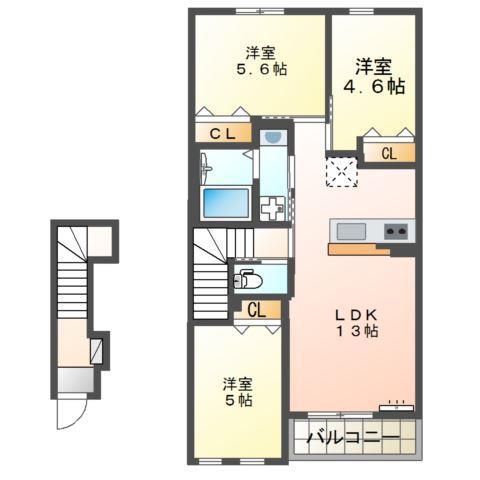レトリー本郷(3LDK/2階)の間取り写真