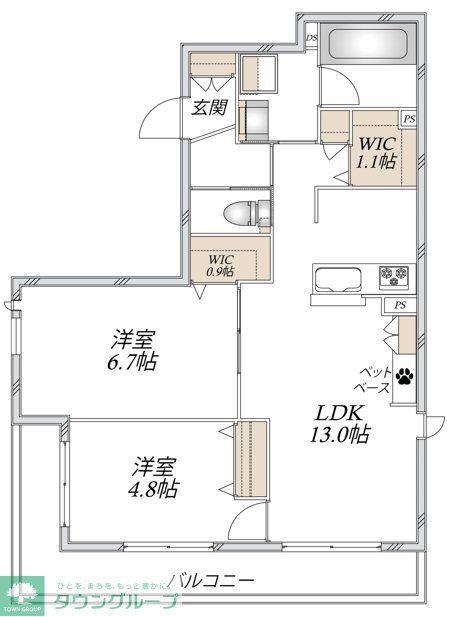 BELLA CASA(2LDK/3階)の間取り写真