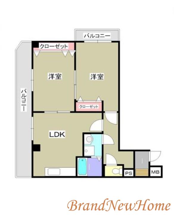 アベニール堺駅前(2DK/5階)の間取り写真