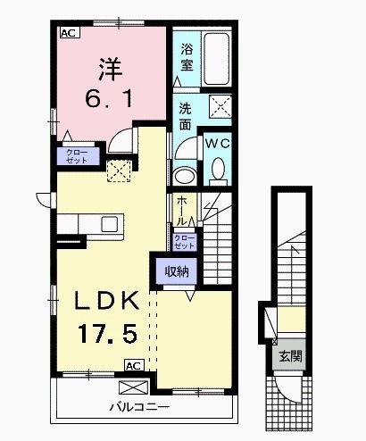 スプリング フォースII(1LDK/2階)の間取り写真