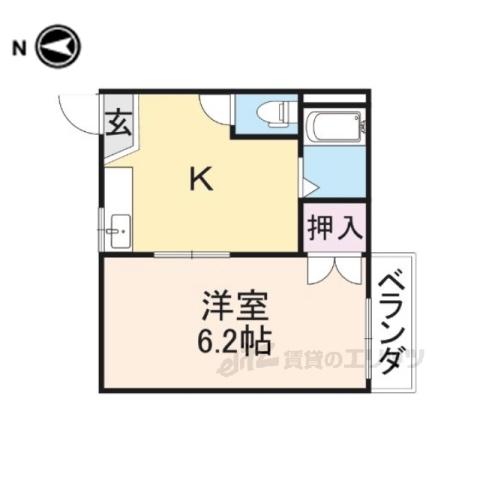 タウニィ高畑(1K/2階)の間取り写真