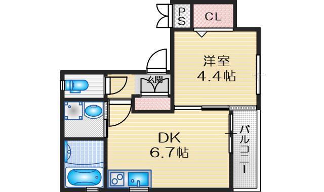 カーサ千里山西(1DK/2階)の間取り写真