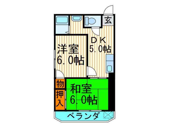 ミタハイツ(2DK/2階)の間取り写真