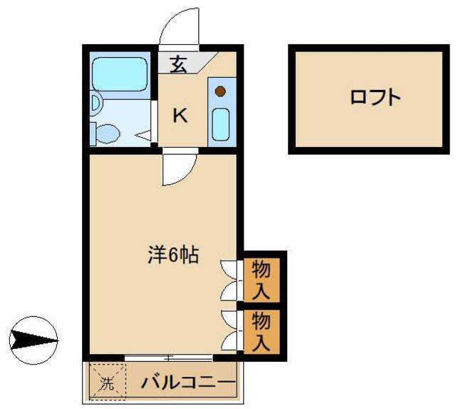 K′SIII(1K/1階)の間取り写真