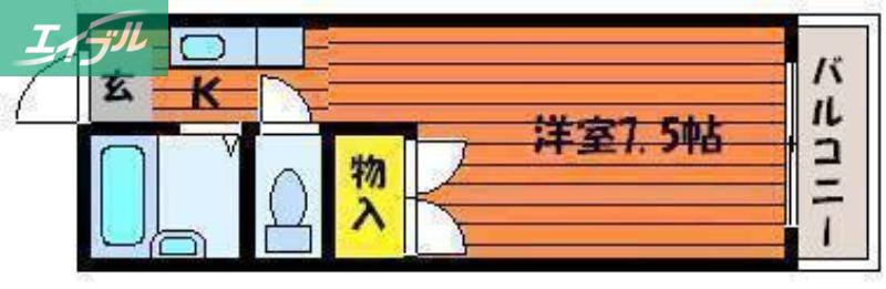 ミツオカブラザーズマンション(1K/2階)の間取り写真
