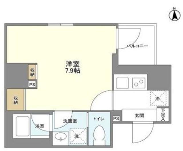 シェフルール新御徒町I(1K/2階)の間取り写真
