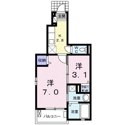 シャイン コート(1SK/1階)の間取り写真