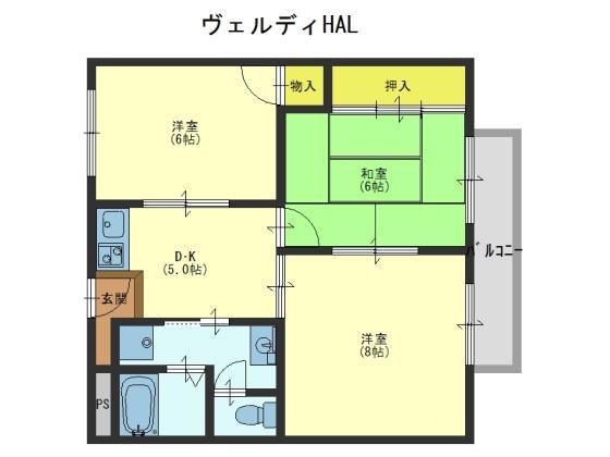 ヴェルディHAL(3K/3階)の間取り写真