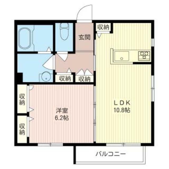 リーベン カメリエ(1LDK/2階)の間取り写真