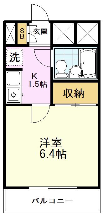 マンション清山(1K/3階)の間取り写真