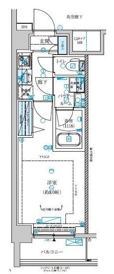 メインステージ新子安III(1K/7階)の間取り写真