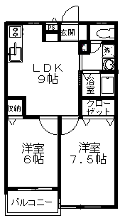 ツインコーポI(2LDK/3階)の間取り写真