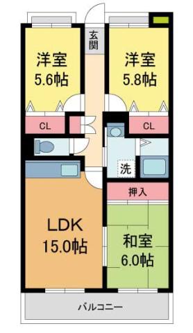 グラネックス宝樹園(3LDK/1階)の間取り写真