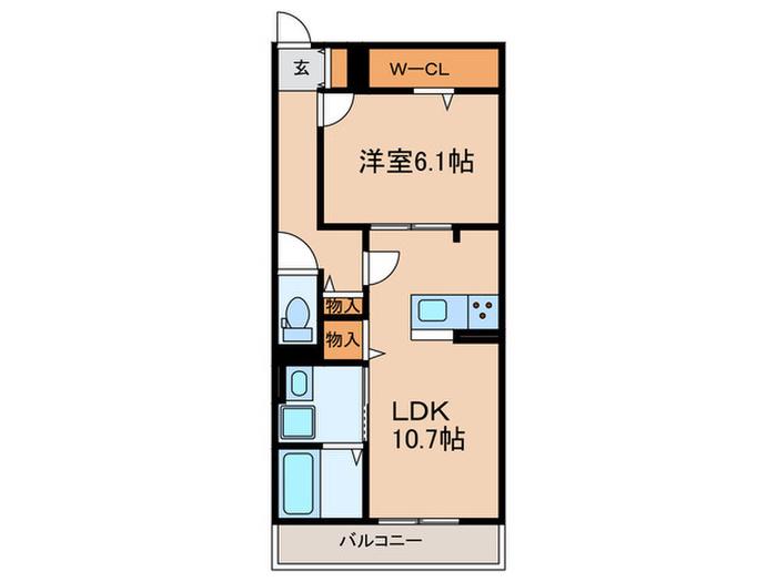 NOBLE TERRACE中山手(1LDK/3階)の間取り写真