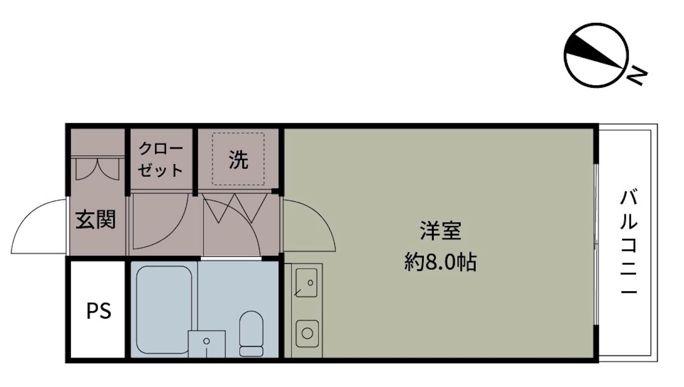 ラミアール中目黒(1K/2階)の間取り写真