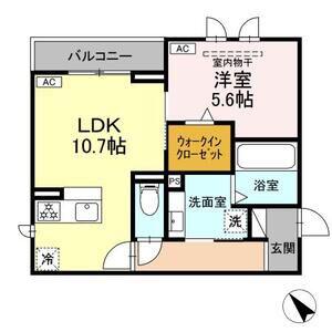 DーROOM鵜沼東町(1LDK/3階)の間取り写真