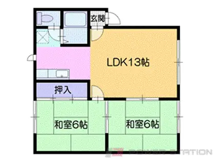 ポートアベニューA棟(2LDK/1階)の間取り写真