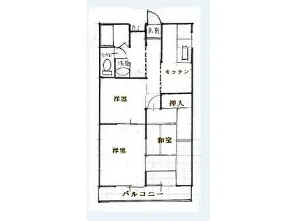 シャトルハイツ(3K/2階)の間取り写真