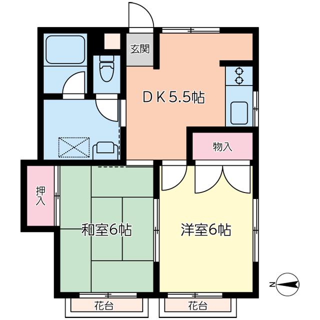 光伸アパート(2K/2階)の間取り写真