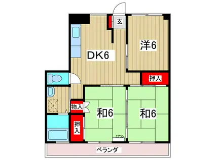 ラフォーレ高萩(3DK/3階)の間取り写真