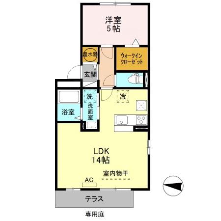 アメニティーハウスII 101(1LDK/1階)の間取り写真