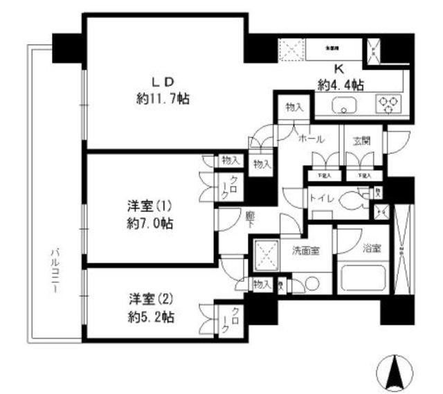 RIVER POINT TOWER(2LDK/6階)の間取り写真