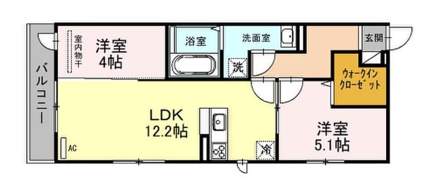 エスポワール古市(2LDK/1階)の間取り写真