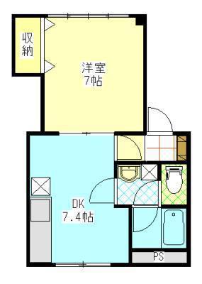 メゾンド菅原三八A(1DK/2階)の間取り写真