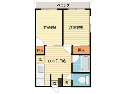 TOAマンション(2DK/3階)の間取り写真