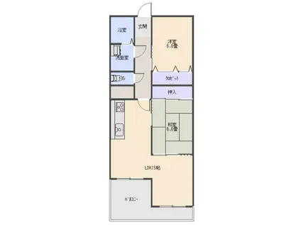香月マンション(2LDK/4階)の間取り写真