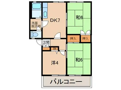 グリーンフル木ノ本(3DK/2階)の間取り写真