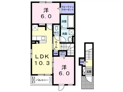 ハートホーム I(2LDK/2階)の間取り写真