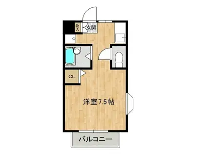 コーポキャロルE棟(ワンルーム/2階)の間取り写真