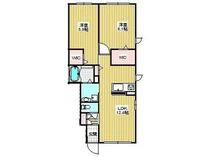 SHAMAISON FUJI(2LDK/1階)の間取り写真