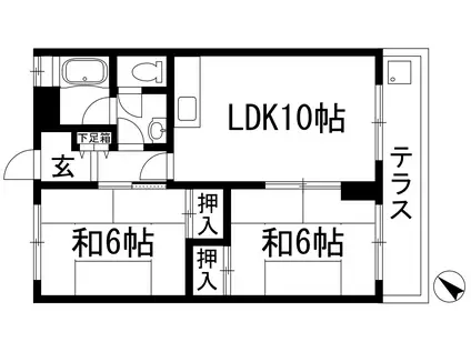 テネメント西田(2LDK/1階)の間取り写真