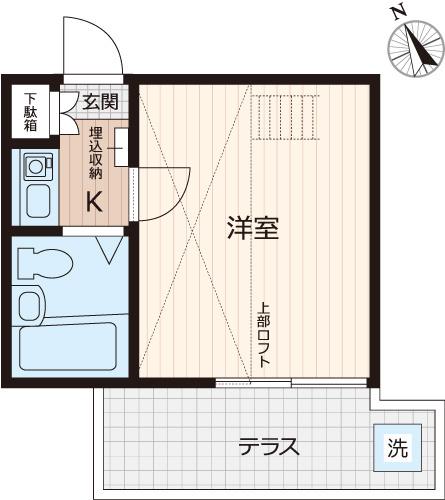 エイコウハイツA(1K/2階)の間取り写真
