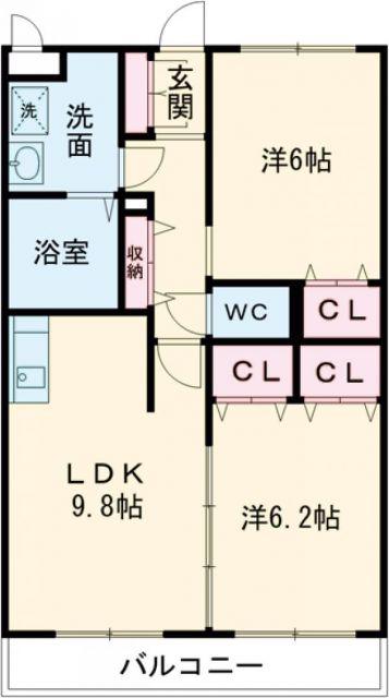 ショコラブラン(2LDK/1階)の間取り写真