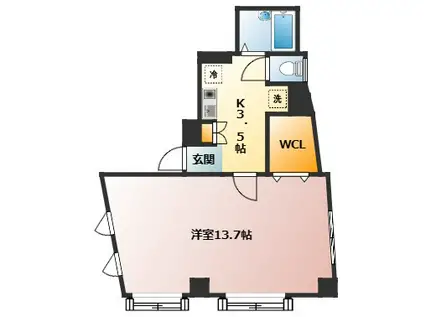 サンゼル田柄II(1K/2階)の間取り写真