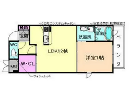セレーノ姫室(1LDK/3階)の間取り写真