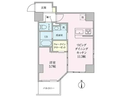 アビタシオン菊川(1LDK/5階)の間取り写真