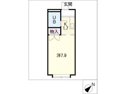 名鉄西尾線 碧海古井駅 徒歩9分 2階建 築33年(1K/1階)の間取り写真