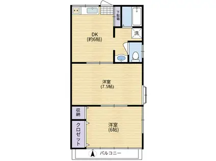 ハイツ榎本(2DK/1階)の間取り写真