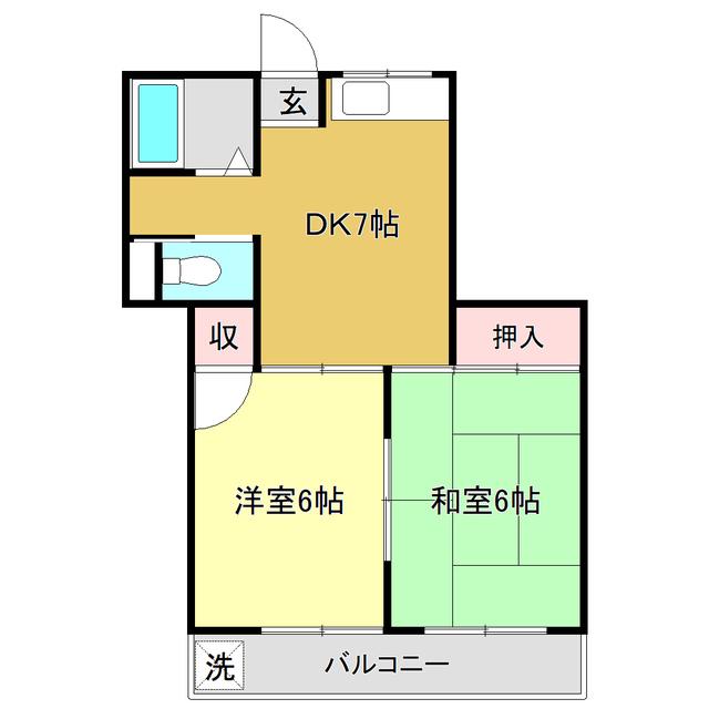 カントリーハウス(2DK/3階)の間取り写真