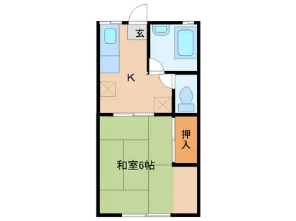 ユースハイツ(1K/2階)の間取り写真