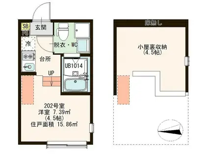 ヴェール西新井(ワンルーム/2階)の間取り写真