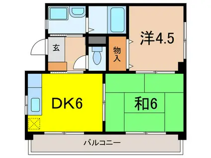 第2メゾン藤原(2DK/4階)の間取り写真