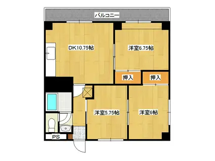 レジデンスコスモ(3LDK/3階)の間取り写真