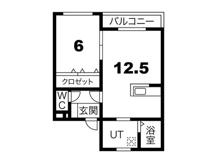 ジェッツ千歳(1LDK/1階)の間取り写真