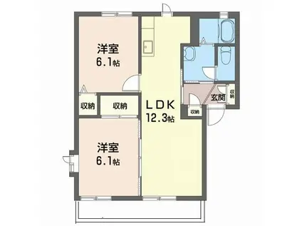 オークスD(2LDK/1階)の間取り写真